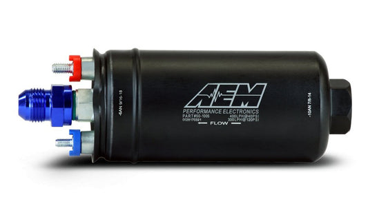 AEM E85 Compatible Inline High Flow Fuel Pump, 400LPH, -10AN Inlet, -6AN Outlet ( 50-1005 ) - RE-WIRES NZ